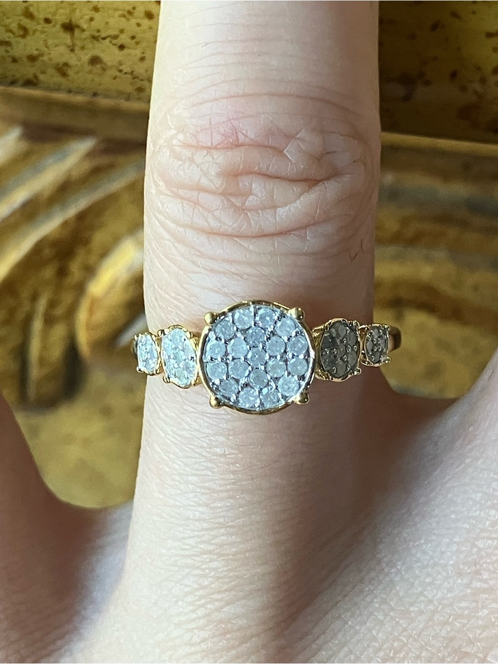 Natural White Diamond Sterling Silver Ring Size 6.75